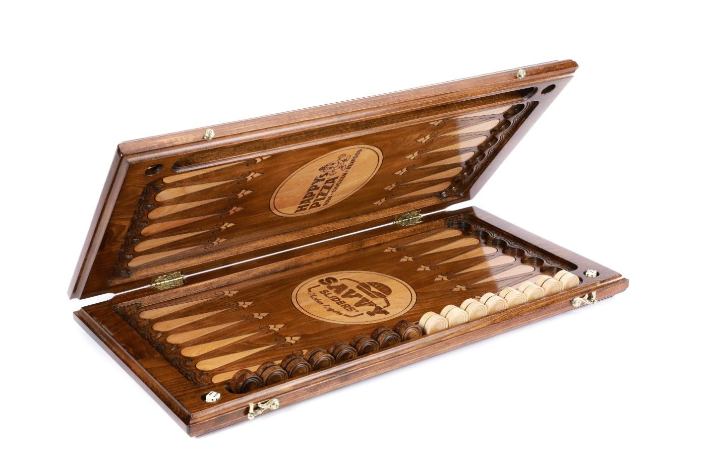 Backgammon Board - Happy Pizza & Savvy Sliders - Unumperfectus