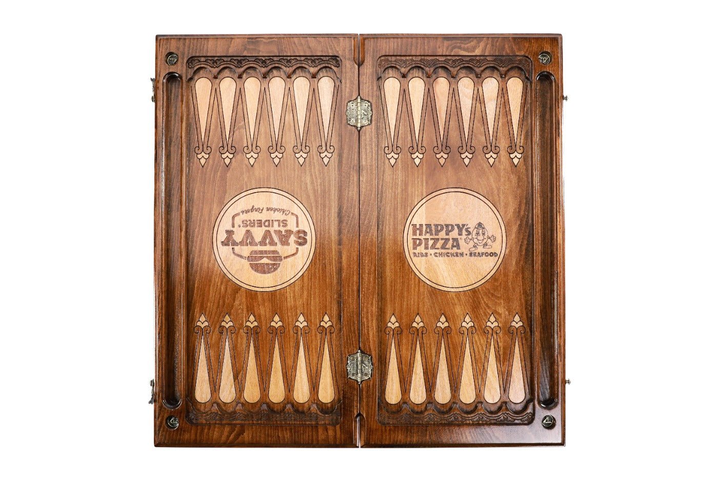 Backgammon Board - Happy Pizza & Savvy Sliders - Unumperfectus