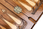 Happy Pizza Savvy Sliders backgammon board - angled view