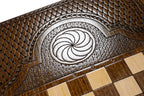 Holy Land backgammon board - detail of the wood grain and finish