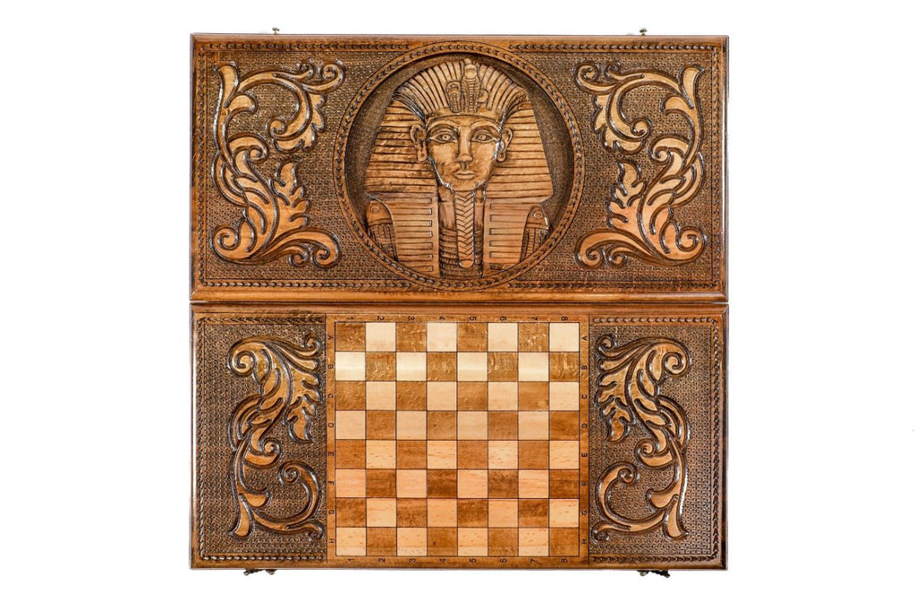 Wooden Backgammon Board Tutankhamun Classic 23.6" | 60 cm - Unumperfectus