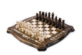 Wooden chess set with engraved Moscow skyline and contour outline board — by Hrachya Ohanyan