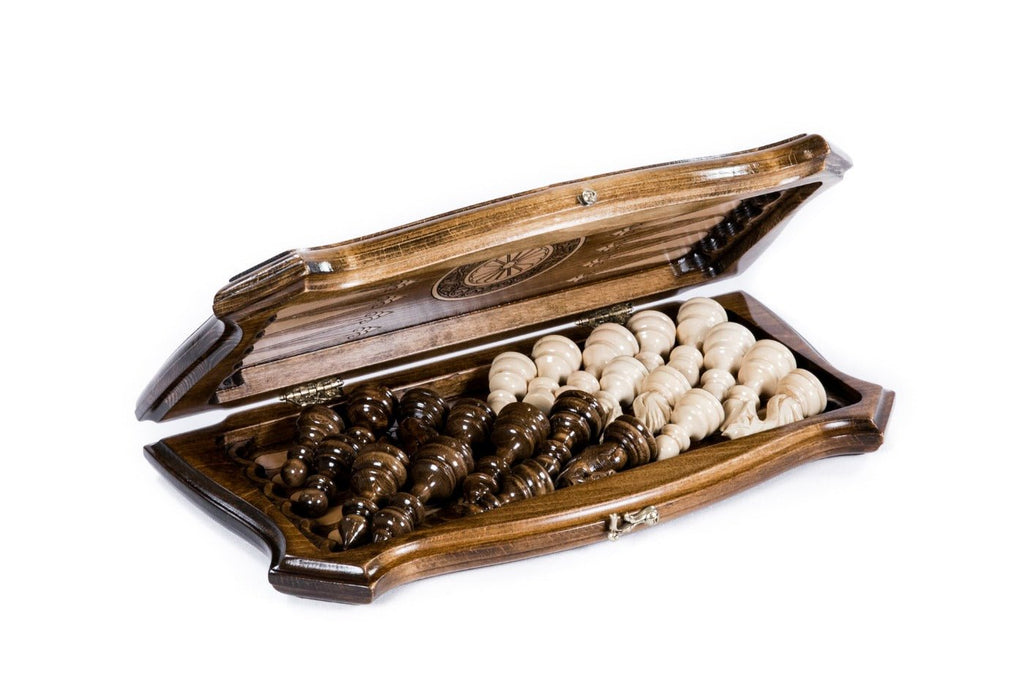 Wooden Carved Chess Board With Backgammon — Moscow 40 cm | 15.7" - Unumperfectus