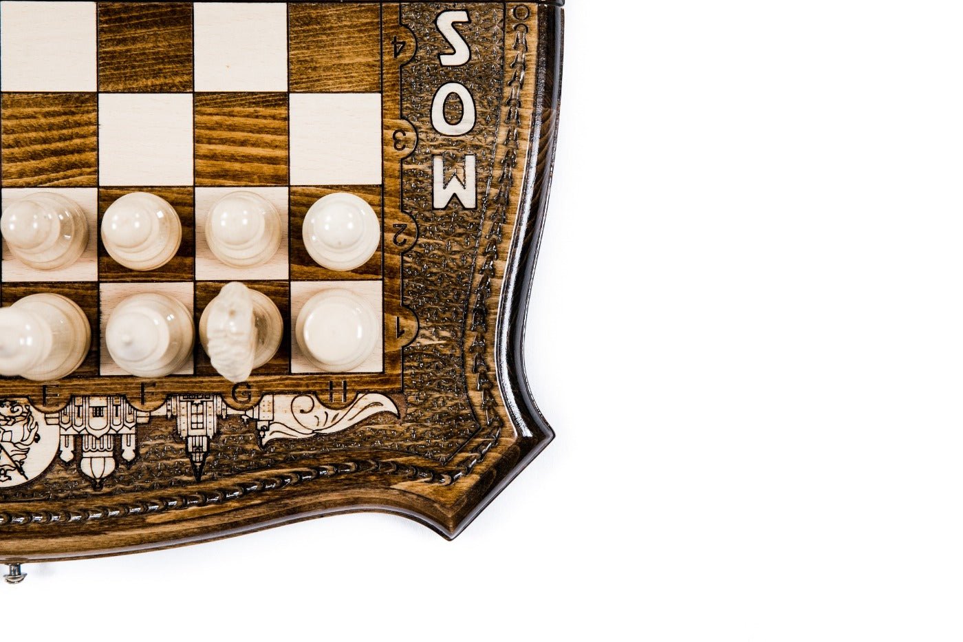 Wooden Carved Chess Board With Backgammon — Moscow 40 cm | 15.7" - Unumperfectus