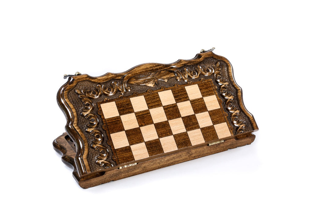 Armenian Ornaments Carved Chess Set & Backgammon Board 15.7" | 40 cm