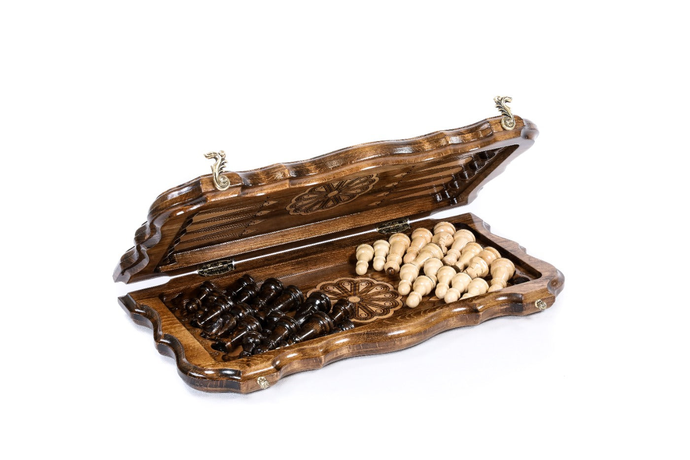 Armenian Ornaments Carved Chess Set & Backgammon Board 15.7" | 40 cm