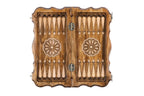 Armenian Ornaments Carved chess and backgammon set - corner detail of the board