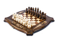 Chess set and backgammon board Dubai design with contour outline carved beech wood