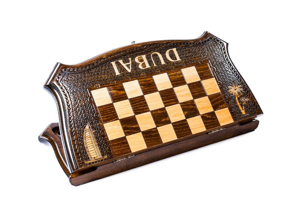 Wooden Chess Set & Backgammon Dubai 40 cm | 15.7" - Unumperfectus