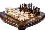 Handcrafted wooden chess board Dubai edition with sculpted border detailing