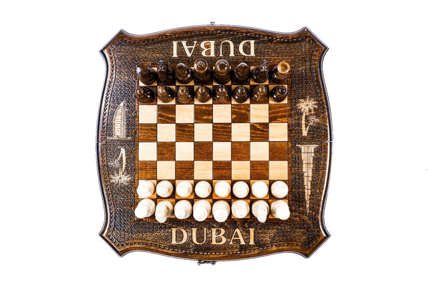 Wooden Chess Set & Backgammon Dubai 40 cm | 15.7" - Unumperfectus