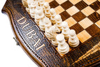 Dubai chess and backgammon set - detail of the carved border