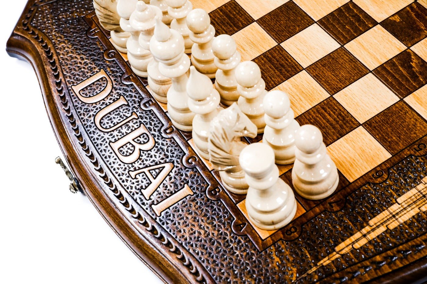 Wooden Chess Set & Backgammon Dubai 40 cm | 15.7" - Unumperfectus