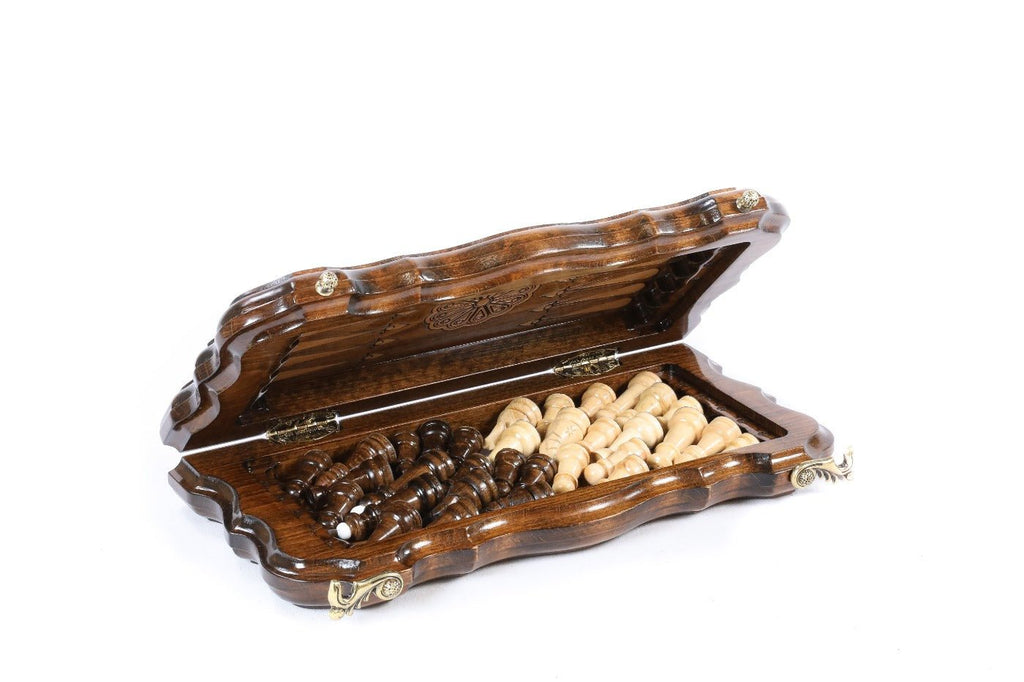 Carved Classic Chess Set & Backgammon Board 11.8" | 30 cm - Unumperfectus