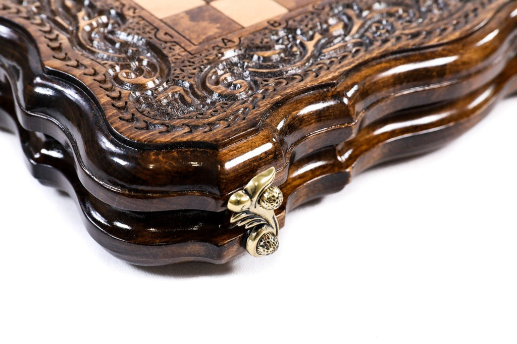 Carved Classic Chess Set & Backgammon Board 11.8" | 30 cm - Unumperfectus