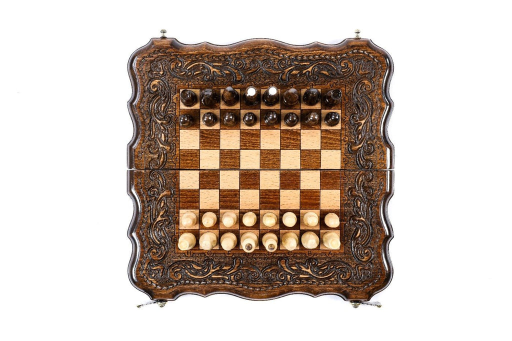 Carved Classic Chess Set & Backgammon Board 11.8" | 30 cm - Unumperfectus