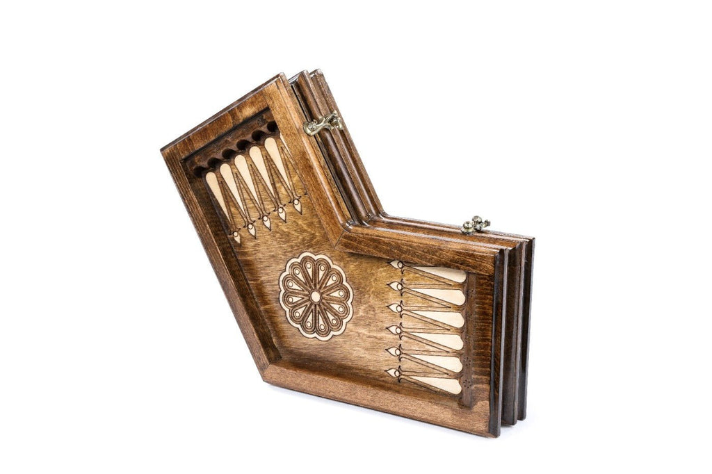 Wooden Ornamental Backgammon Board for Three Players 11.8" | 30 cm - Unumperfectus