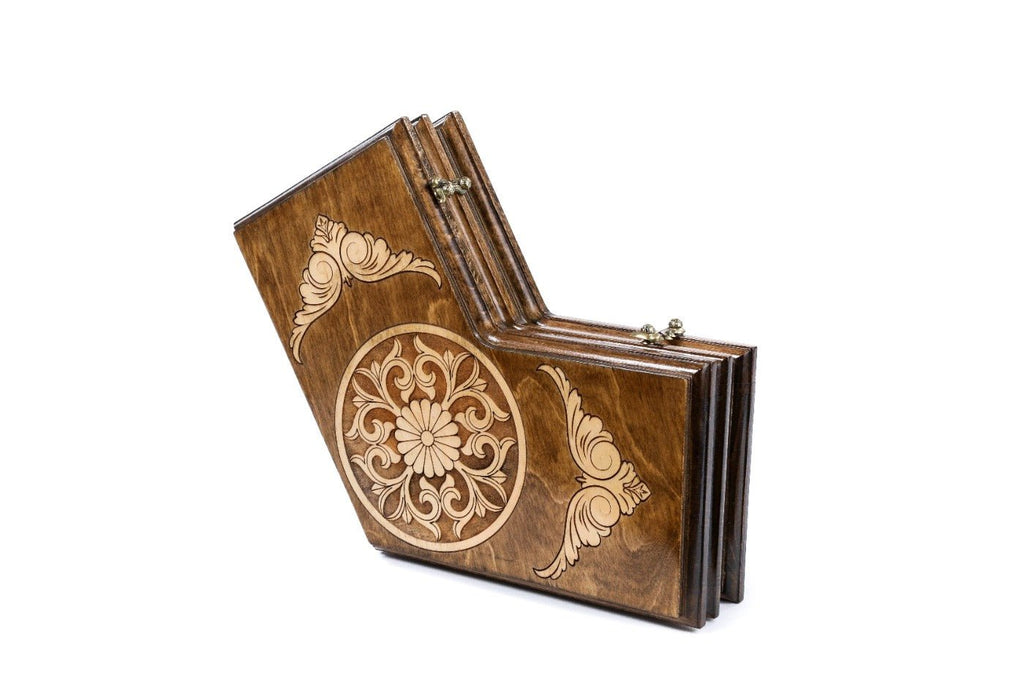 Wooden Ornamental Backgammon Board for Three Players 11.8" | 30 cm - Unumperfectus