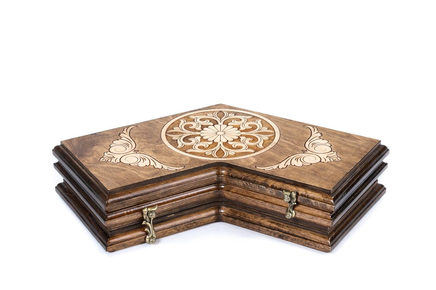 Wooden Ornamental Backgammon Board for Three Players 11.8" | 30 cm - Unumperfectus