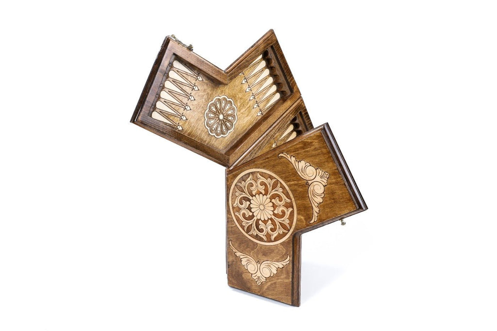 Wooden Ornamental Backgammon Board for Three Players 11.8" | 30 cm - Unumperfectus