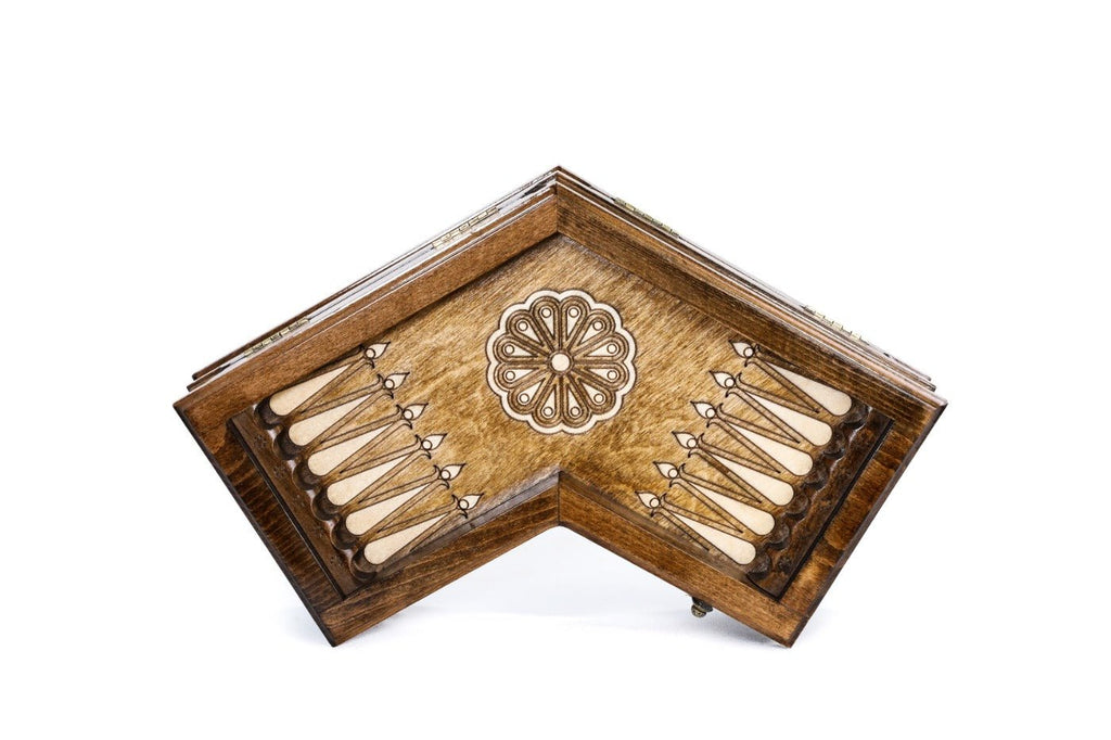 Wooden Ornamental Backgammon Board for Three Players 11.8" | 30 cm - Unumperfectus