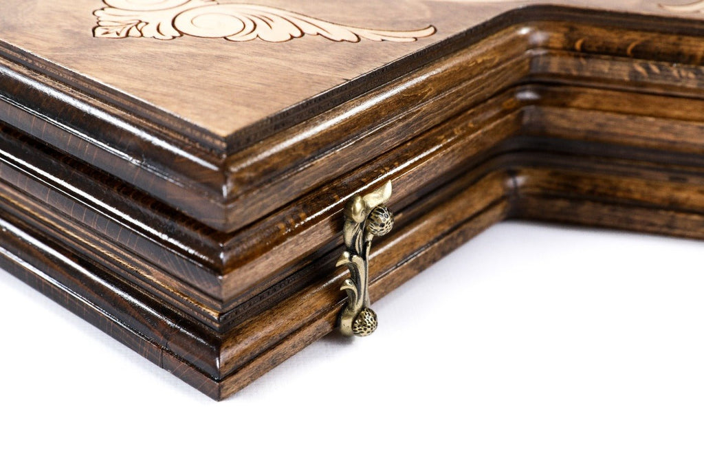 Wooden Ornamental Backgammon Board for Three Players 11.8" | 30 cm - Unumperfectus