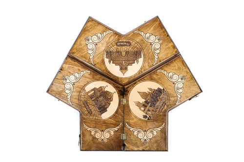 Armenian backgammon board for three players with Etchmiadzin churches, 11.8" / 30 cm, by Hrachya Ohanyan
