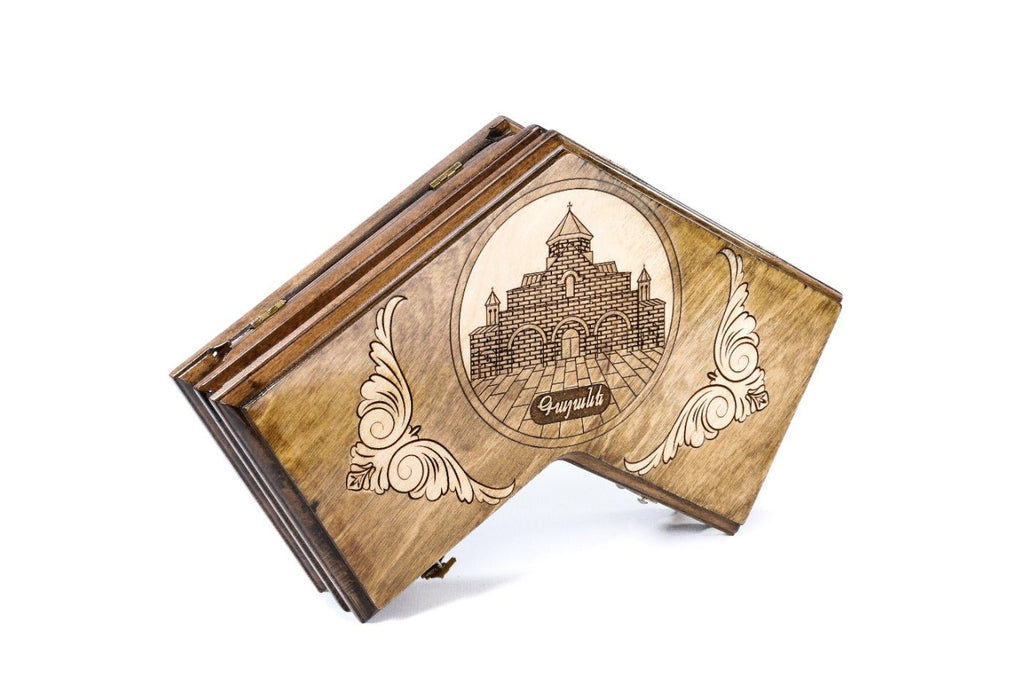 Wooden Backgammon Board for Three Players with Armenian Churches 11.8" | 30 cm - Unumperfectus
