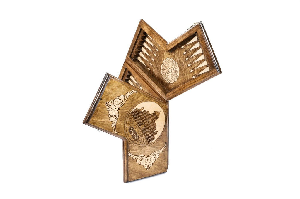 Wooden Backgammon Board for Three Players with Armenian Churches 11.8" | 30 cm - Unumperfectus