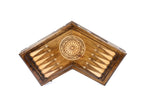For Three Player backgammon board - close-up of the carved design