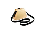 Handmade trapezoid wooden handbag in natural wood with leather strap, 7.1" / 18 cm, by Hrachya Ohanyan