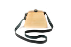 Trapezoid wooden handbag in natural wood, 7.1" / 18 cm — full view