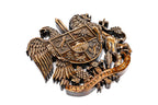 Armenian coat of arms carved in wood — close-up