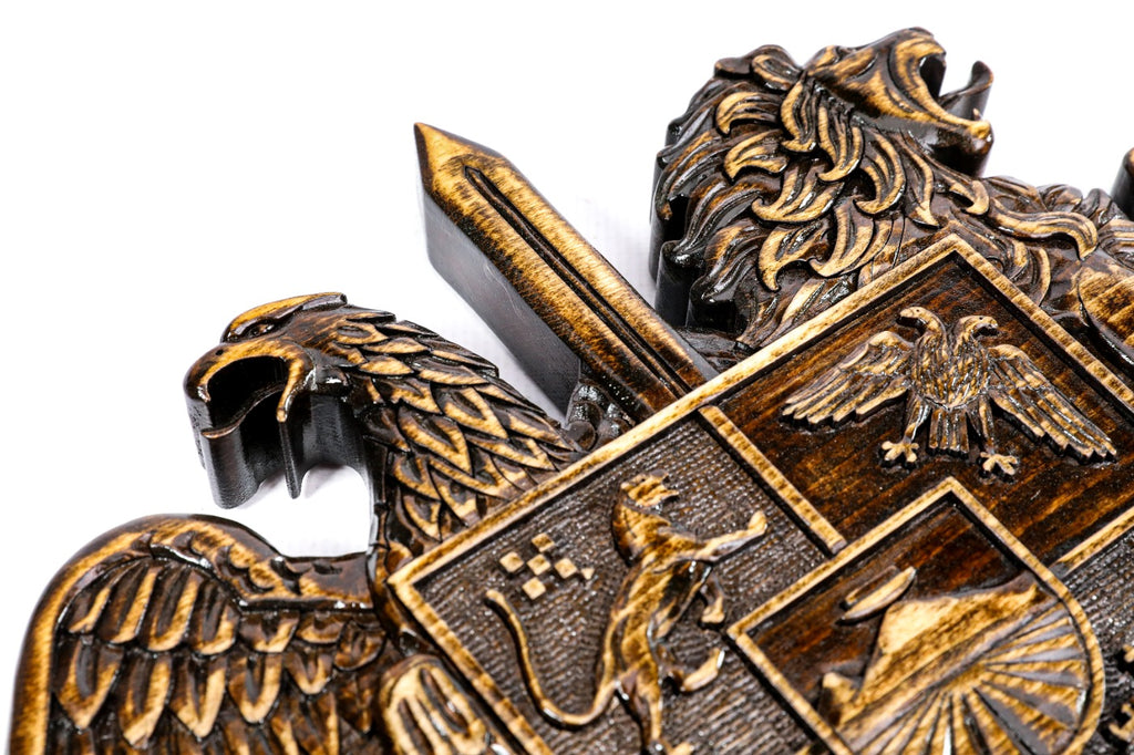 Coat of Arms of Armenia hand carved — detail view