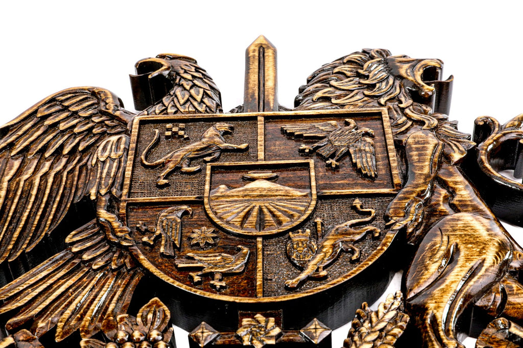 Wooden Coat of Arms of Armenia — angle view