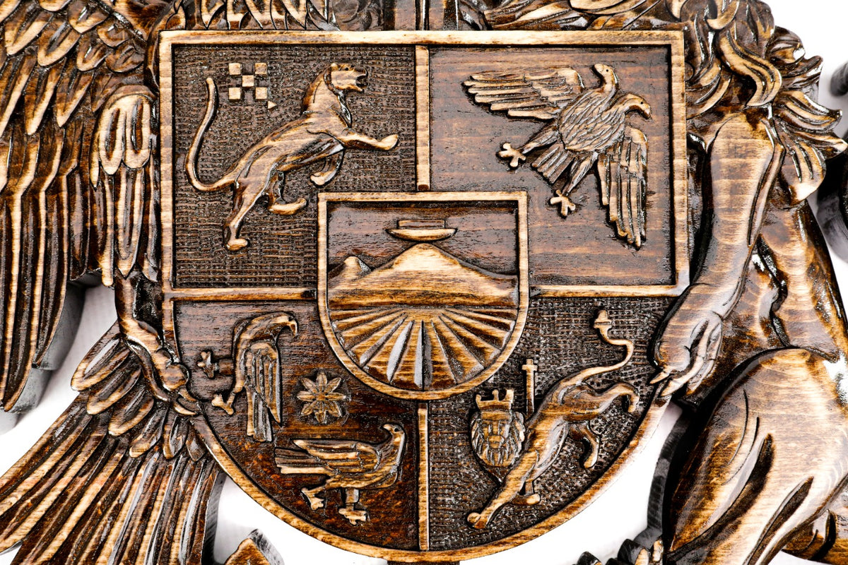 Hand-carved Coat of Arms of Armenia, 11.8" / 30 cm — full view