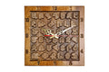 Armenian alphabet wall clock hand carved in wood, 13.8 inch / 35 cm, by Hrachya Ohanyan