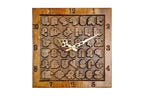 Armenian alphabet wall clock hand carved in wood, 13.8 inch / 35 cm, by Hrachya Ohanyan