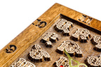 Hand-carved Armenian alphabet wall clock, view 6, by Hrachya Ohanyan
