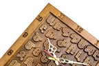 Hand-carved Armenian alphabet wall clock, view 7, by Hrachya Ohanyan