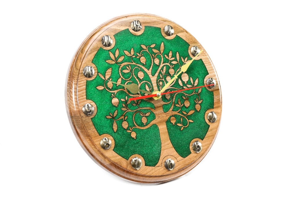 Armenian pomegranate tree wall clock, view 5, by Hrachya Ohanyan