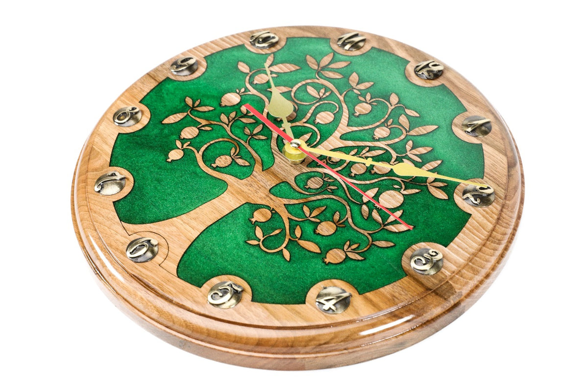 Armenian pomegranate tree wall clock, view 6, by Hrachya Ohanyan
