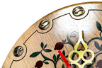 Walnut pomegranate tree wall clock, view 6, by Hrachya Ohanyan