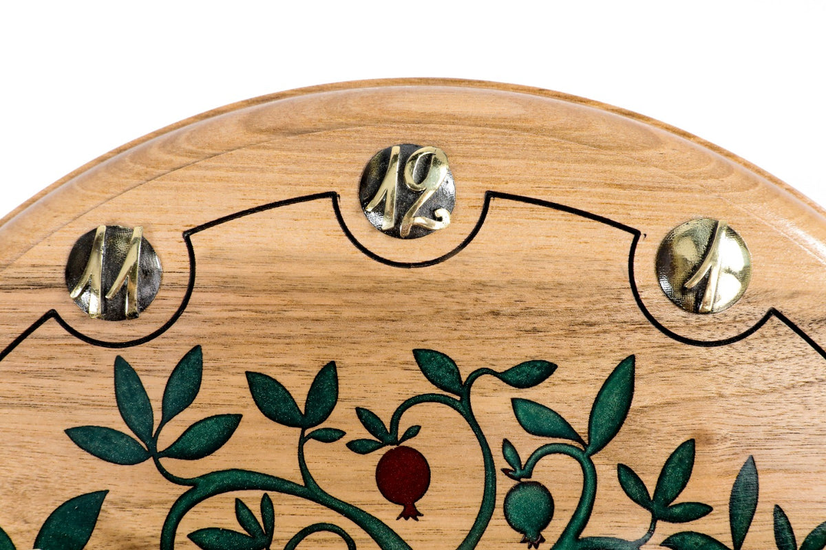 Walnut pomegranate tree wall clock, view 8, by Hrachya Ohanyan