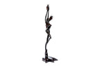 Hand-carved wooden Girl with Flower sculpture, 39.4" / 100 cm, by Hrachya Ohanyan
