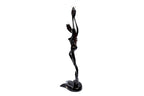 Wooden Girl with Flower sculpture, natural linden grain detail