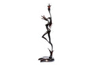 Hand-carved Girl with Flower figure sculpture — back view