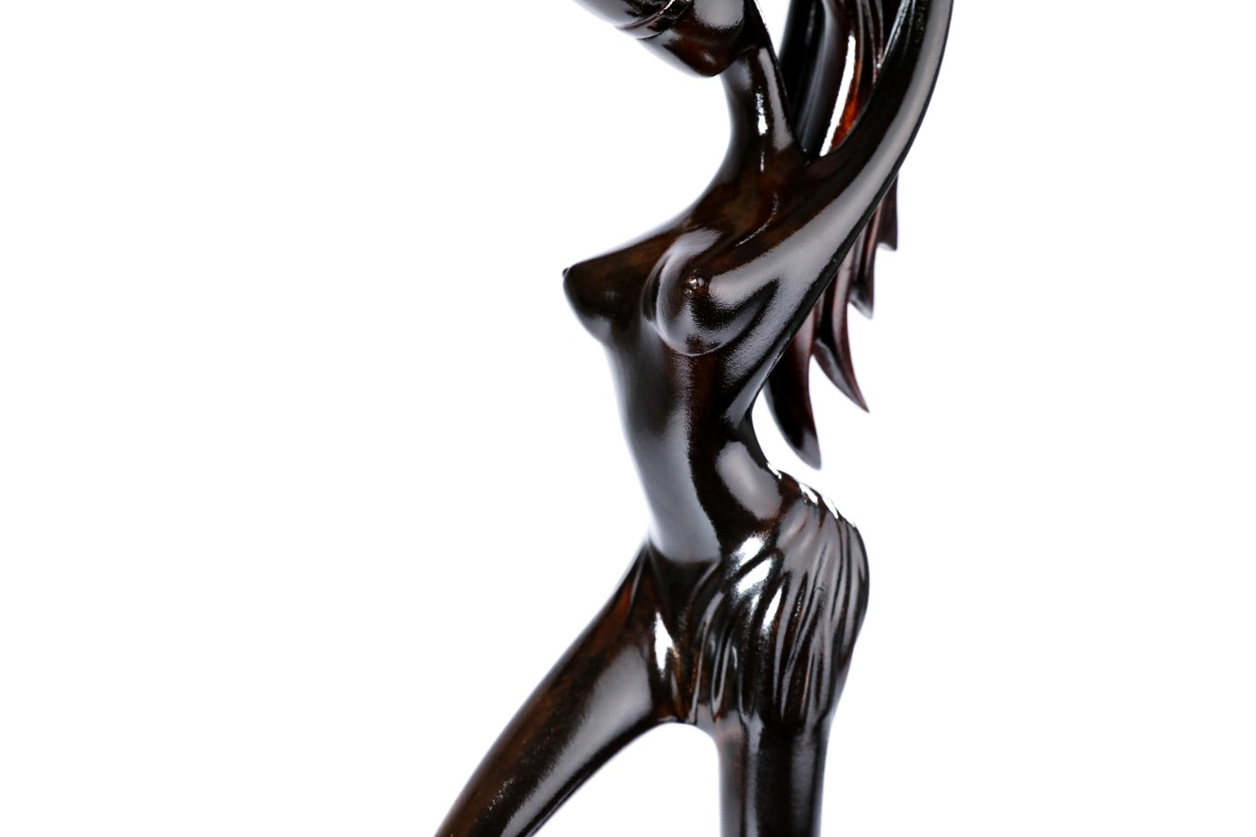 Girl with Flower wooden sculpture, 39.4" / 100 cm — full view