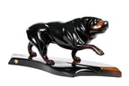 Hand-carved wooden Rottweiler sculpture, 21.3" / 54 cm, by Hrachya Ohanyan