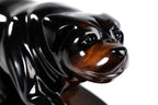 Rottweiler sculpture in carved wood — side view